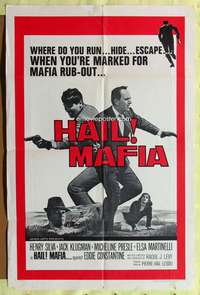 s383 HAIL MAFIA one-sheet movie poster '65 Eddie Constantine, Klugman