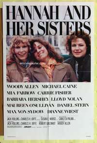 s393 HANNAH & HER SISTERS one-sheet movie poster '86 Woody Allen, Farrow