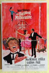 s396 HAPPIEST MILLIONAIRE style A one-sheet movie poster '68 Disney, Steele
