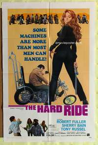 s400 HARD RIDE one-sheet movie poster '71 Robert Fuller, sexy biker, AIP!