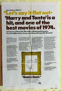 s406 HARRY & TONTO one-sheet movie poster '74 Art Carney, Ellen Burstyn