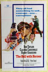 s418 HELL WITH HEROES one-sheet movie poster '68 Rod Taylor, Cardinale