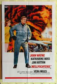 s419 HELLFIGHTERS one-sheet movie poster '69 John Wayne as Red Adair!
