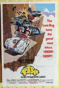 s425 HERBIE GOES TO MONTE CARLO one-sheet movie poster '77 Volkswagen!