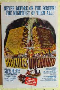 s427 HERCULES UNCHAINED one-sheet movie poster '60 Steve Reeves, Koscina