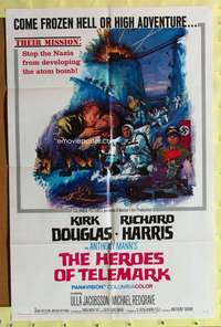 s428 HEROES OF TELEMARK one-sheet movie poster '66 Kirk Douglas, WWII