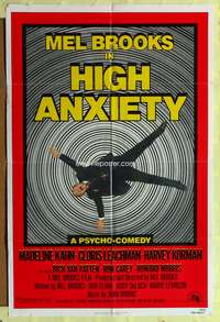 s431 HIGH ANXIETY one-sheet movie poster '77 Mel Brooks, Vertigo spoof!