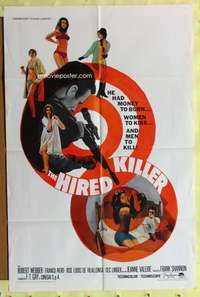 s438 HIRED KILLER one-sheet movie poster '67 Robert Webber, Franco Nero