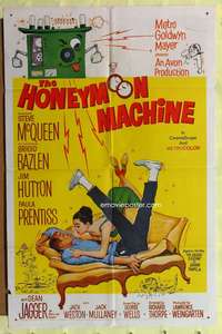 s448 HONEYMOON MACHINE one-sheet movie poster '61 Steve McQueen, Bazlen