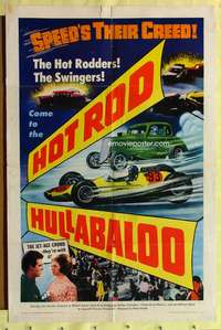 s452 HOT ROD HULLABALOO one-sheet movie poster '66 speed's their creed!