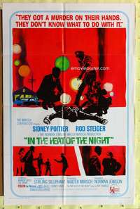 s458 IN THE HEAT OF THE NIGHT revised one-sheet movie poster '67 Poitier