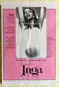 s460 INGA one-sheet movie poster '67 Joe Sarno early Swedish sex classic!