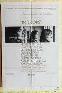 s461 INTERIORS style B one-sheet movie poster '78 Woody Allen, Diane Keaton