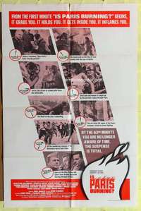 s467 IS PARIS BURNING style B one-sheet movie poster '66 WWII all-star cast!