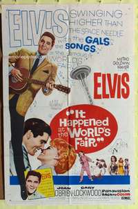 s474 IT HAPPENED AT THE WORLD'S FAIR one-sheet movie poster '63 Elvis!