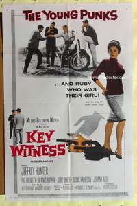 s487 KEY WITNESS one-sheet movie poster '60 Dennis Hopper on motorcycle!
