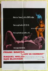 s495 LADY IN CEMENT one-sheet movie poster '68 Frank Sinatra, sexy Raquel!