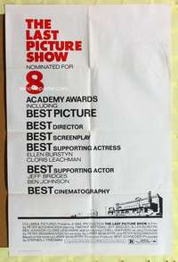 s501 LAST PICTURE SHOW one-sheet movie poster R72 Bogdonovich, Bridges