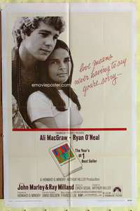 s540 LOVE STORY one-sheet movie poster '70 Ali MacGraw, Ryan O'Neal