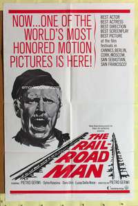 s556 MAN OF IRON one-sheet movie poster '65 Italian, Rail-Road Man!