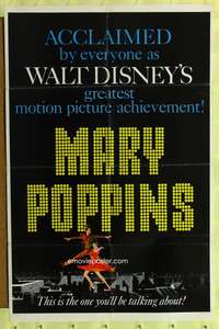 s563 MARY POPPINS style B one-sheet movie poster '64 Julie Andrews, Disney