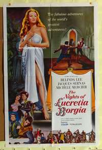 s594 NIGHTS OF LUCRETIA BORGIA one-sheet movie poster '60 sexy Belinda Lee!