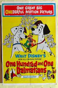 s603 ONE HUNDRED & ONE DALMATIANS one-sheet movie poster '61 Disney