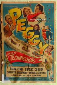 s616 PEGGY one-sheet movie poster '50 early Rock Hudson, Charles Coburn
