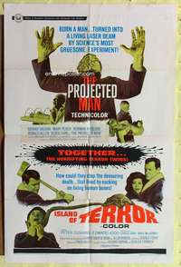 s628 PROJECTED MAN/ISLAND OF TERROR one-sheet movie poster '67 horror!