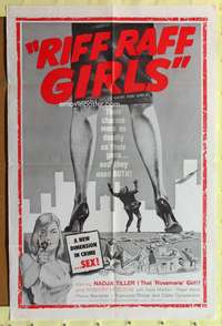 s636 RIFF RAFF GIRLS one-sheet movie poster '59 new dimension in crime!