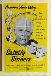 s643 SAINTLY SINNERS one-sheet movie poster '62 unbelievable & lovable!