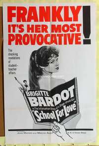 s648 SCHOOL FOR LOVE one-sheet movie poster '60 sexy Brigitte Bardot!