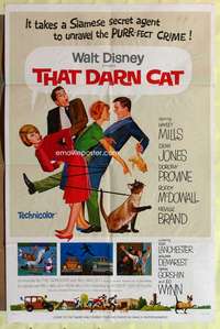 s739 THAT DARN CAT style A one-sheet movie poster '65 Hayley Mills