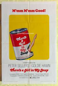 s750 THERE'S A GIRL IN MY SOUP one-sheet movie poster '71 Goldie Hawn