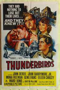 s772 THUNDERBIRDS one-sheet movie poster '52 John Derek, John Barrymore