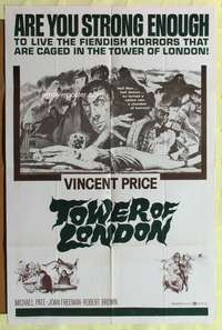 s783 TOWER OF LONDON military one-sheet movie poster '62 Vincent Price