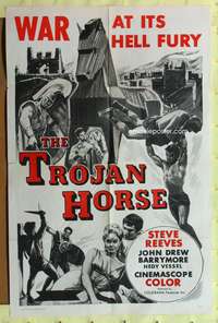 s786 TROJAN HORSE military one-sheet movie poster '62 mighty Steve Reeves!