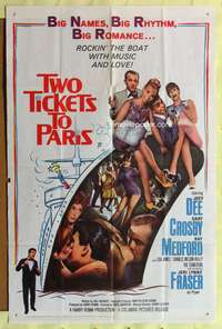 s797 TWO TICKETS TO PARIS one-sheet movie poster '62 France rock 'n' roll!