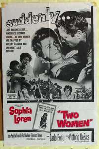 s798 TWO WOMEN 1sh '61 Sophia Loren, Vittorio De Sica, suddenly love becomes lust