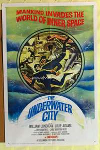 s800 UNDERWATER CITY one-sheet movie poster '61 Lundigan, scuba sci-fi!
