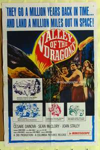 s807 VALLEY OF THE DRAGONS one-sheet movie poster '61 cool dinosaurs!