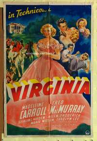 s817 VIRGINIA one-sheet movie poster '41 Madeleine Carroll in formal gown!