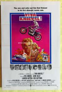 s818 VIVA KNIEVEL one-sheet movie poster '77 best motorcycle daredevil!