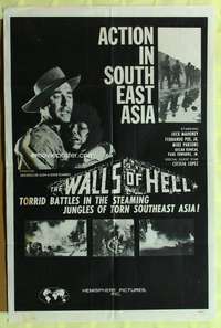 s829 WALLS OF HELL one-sheet movie poster '64 jungles of Southeast Asia!