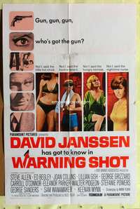 s834 WARNING SHOT one-sheet movie poster '66 David Janssen, Masterson