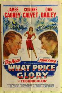 s840 WHAT PRICE GLORY one-sheet movie poster '52 James Cagney, John Ford
