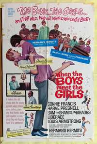 s844 WHEN THE BOYS MEET THE GIRLS one-sheet movie poster '65 Connie Francis