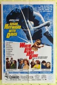 s848 WHERE LOVE HAS GONE one-sheet movie poster '64 Susan Hayward, Davis