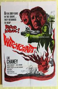 s858 WITCHCRAFT one-sheet movie poster '64 Lon Chaney Jr., horror