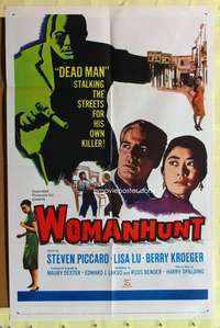 s862 WOMANHUNT one-sheet movie poster '62 dead man stalking killer!